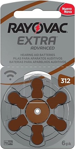 [5038061000894] Pilha Auditiva 312 Rayovac Extra C/ 6 312AUX-6XEBRA