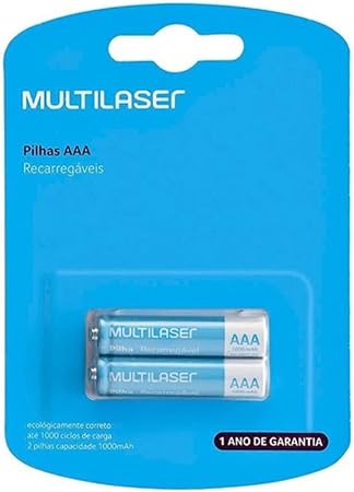 [7898458700251] Pilhas Recarregaveis AAA (1000MAH) 2un CB051 Multilaser