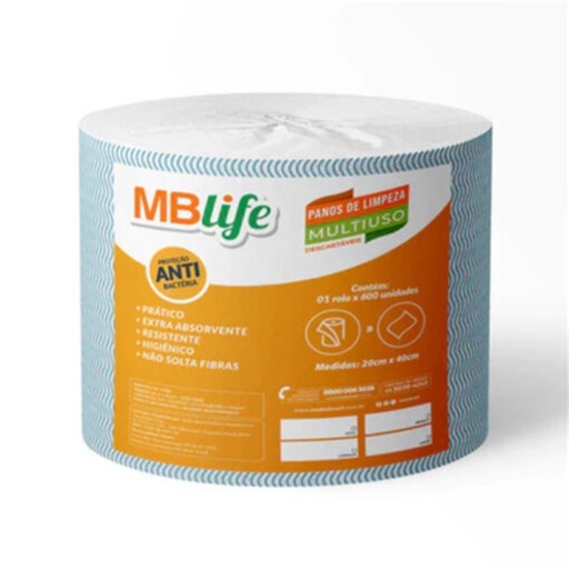 [7898652373015] Rolo de Pano Multiuso Azul 35GR 20CMX240M C/600un 40CM Medix