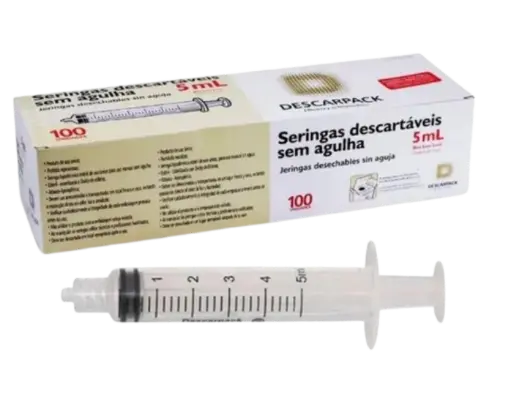 [7898283815090] Seringa Desc. 5ML s/ Agulha 1Un Luer Lock Descarpack