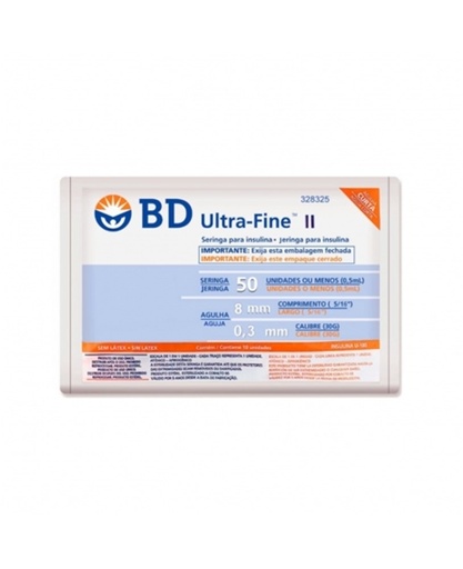 [0382908325011] Seringa Ultra Fine 8x0,30mm 0,5UI com 10un AC 328325 BD