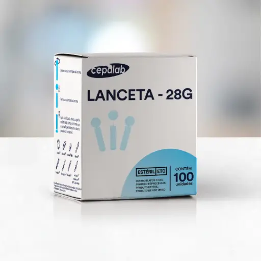 [7908584900675] Lanceta p/ Lancetador 28g cx c/ 100un - Cepalab