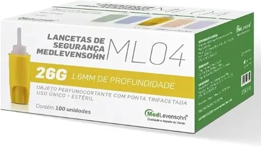 [7908007903559] Lanceta de Segurança 26g cx c/ 100un - Medlevensohn