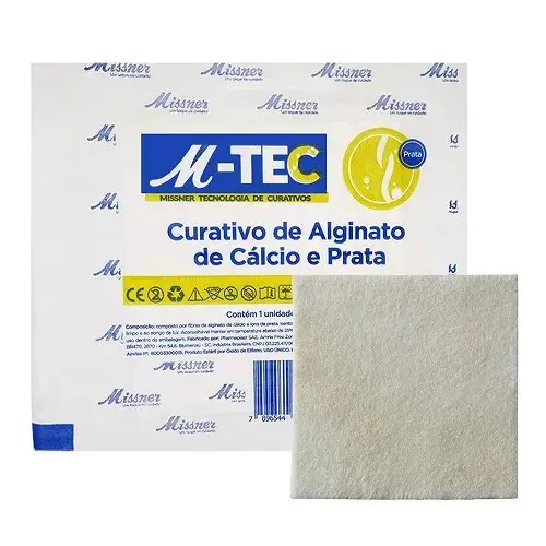 [7896544901803] Curativo Alginato de Calcio Com Prata AG 10,0 x 10,0cm M-Tec 1un 