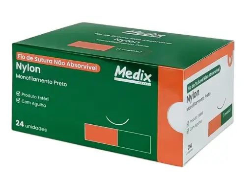 [7898652374432] Fio de Sutura Nylon 3-0 Agulhado c/24un Medley